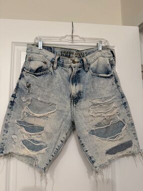 American Eagle Outfitters Distressed Light Blue Jean Shorts